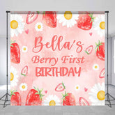 Aperturee - Aperturee Sweet Floral Berry Custom First Birthday Backdrop